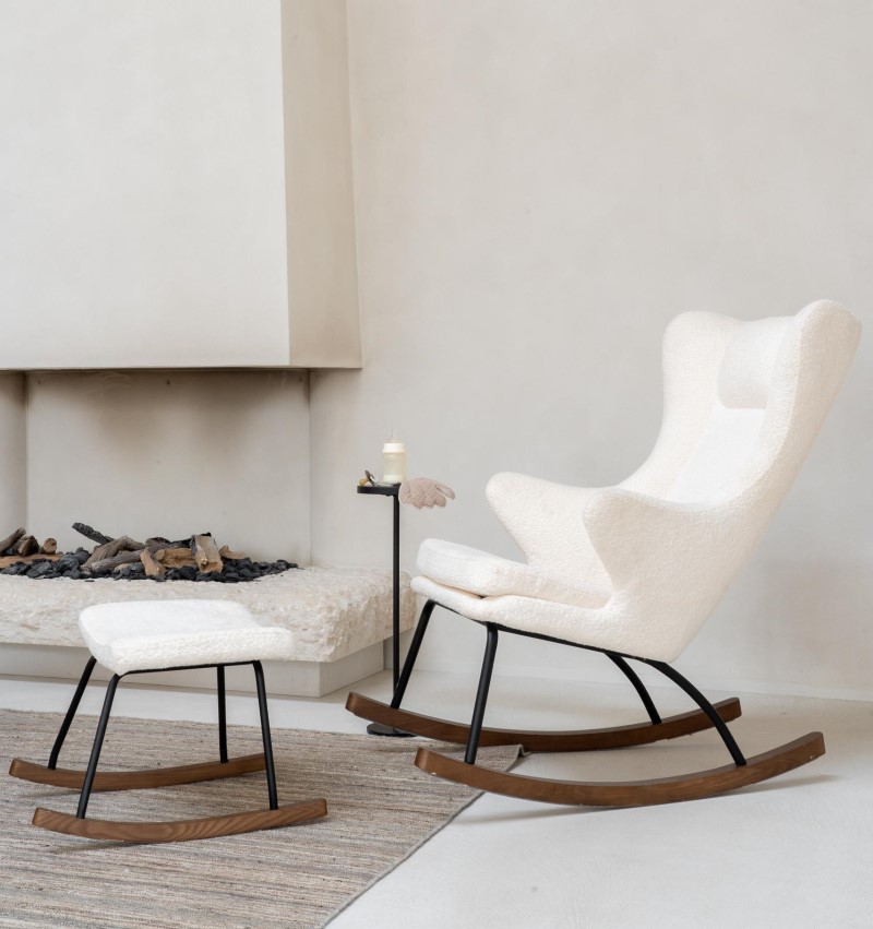 Krémová podnožka ke kojicímu křeslu Quax - Bouclé